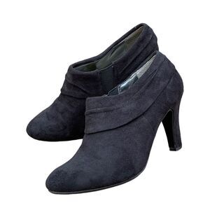 Karen Scott Black Faux Suede Leather Ankle Booties Dress Casual Heels size 6